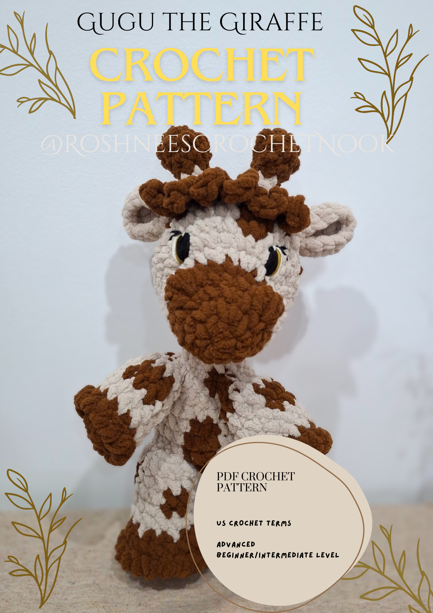 Gugu the Giraffe (PDF) Crochet Pattern - Easy Amigurumi Giraffe Tutorial for All Levels