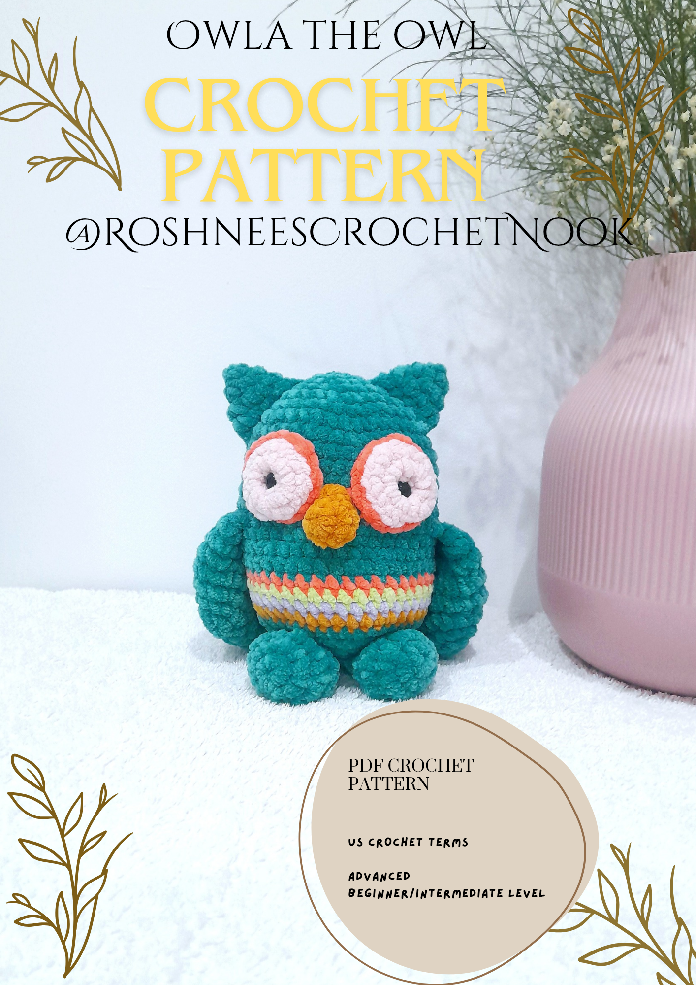 Owl Amigurumi Crochet Pattern - Cute & Easy Pattern - Woodland Animal Toy - Beginner Friendly