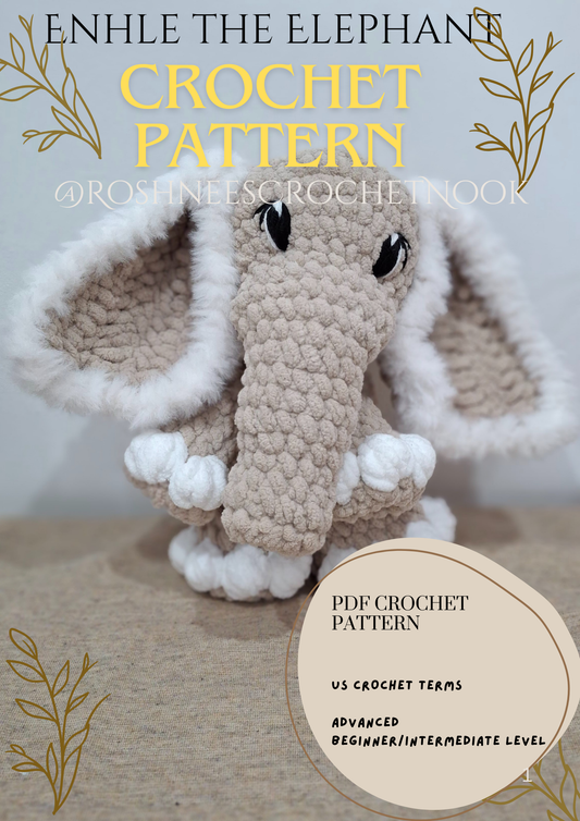 Enhle the Elephant (PDF) Crochet Pattern-Easy Amigurumi Elephant Tutorial for All Levels