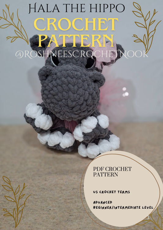 Hala the Hippo (PDF) Crochet Pattern - Easy Amigurumi Hippo Tutorial For All Levels