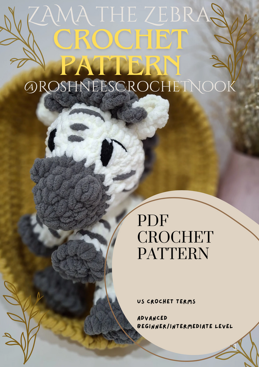 Zama the Zebra (PDF) Crochet Pattern - Easy Amigurumi Zebra Tutorial For All Levels